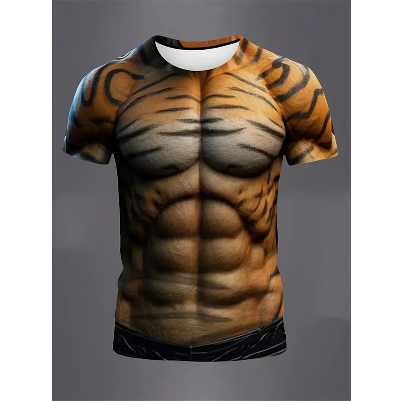 موضة جديدة تأثيري العضلات رجل ثلاثية الأبعاد تي شيرت مطبوع الرجال الصيف عادية كم قصير صعبة الرجل طباعة مضحك تي شيرت اللياقة البدنية الصالة الرياضية #1