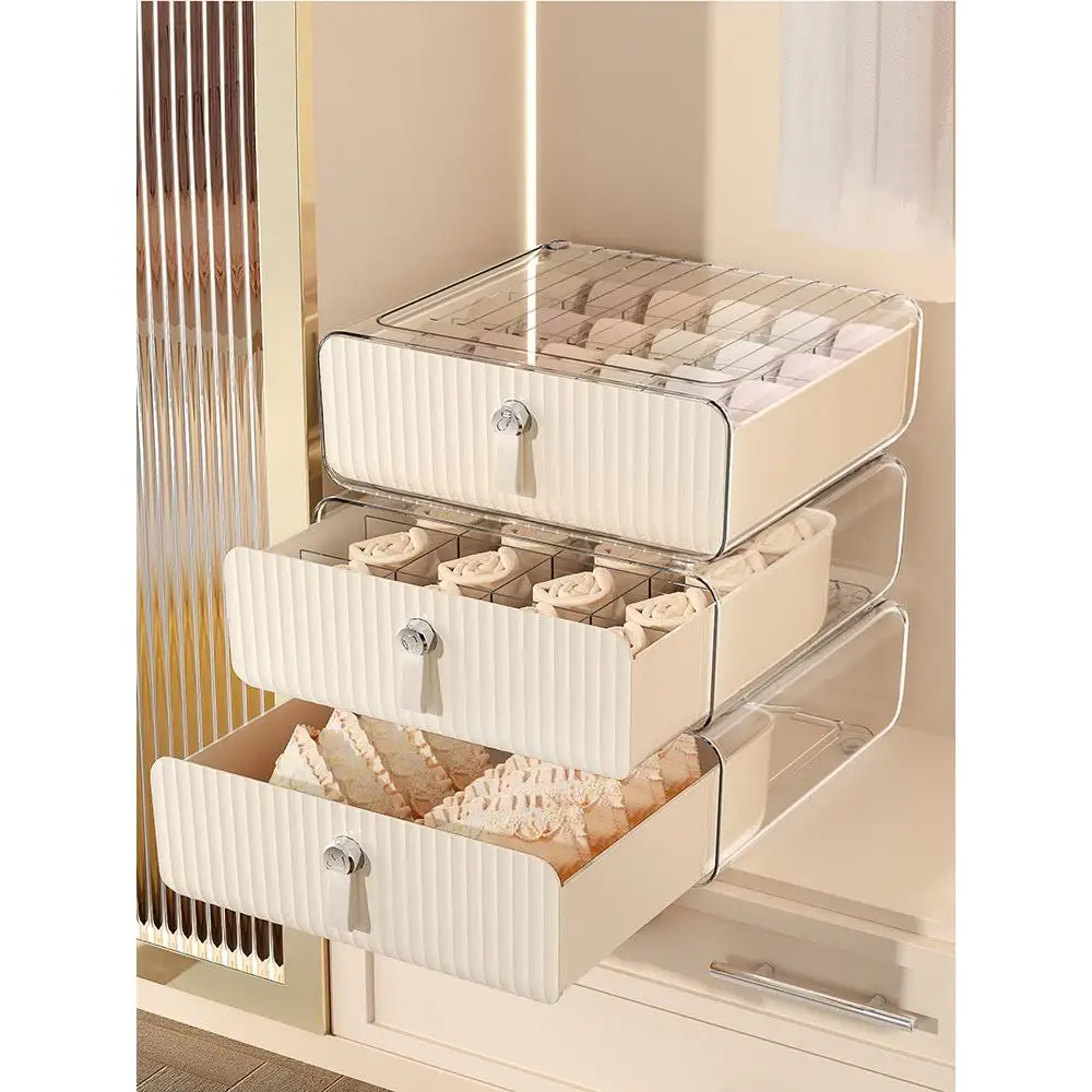 Three-In-One Drawer Type Storage Box for Underwear Socks And Bra Home Use Personal Clothes Bra Organizer Box