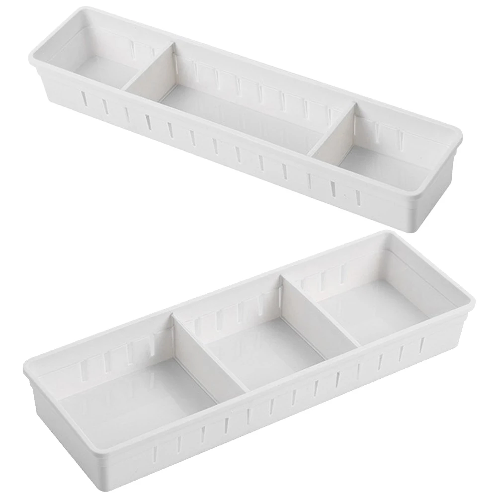 

2Pcs Divider Storage Box Multipurpose Organizer Brush Makeup Lipstick Storage Container for Desk Kitchen Bathroom