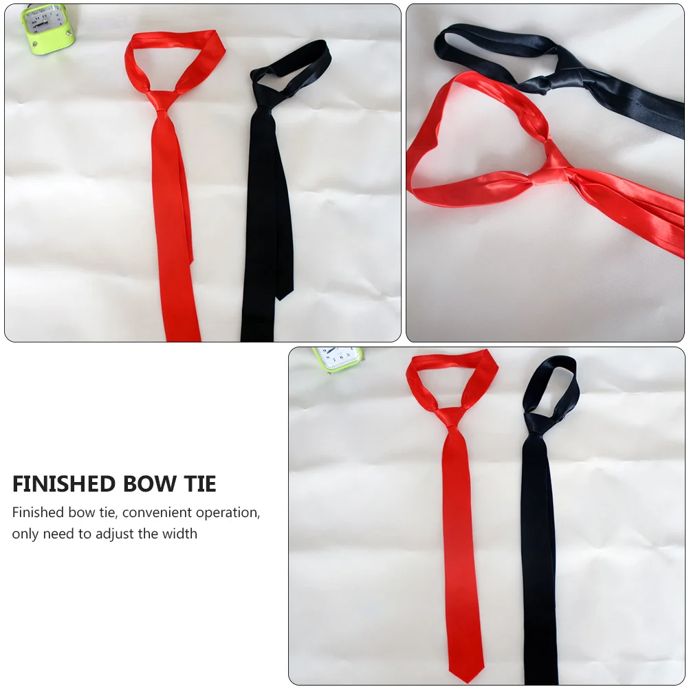 

2pcs Black Red Solid Color Adjustable Necktie Comfortable Business Tie Unisex Formal Suits Waistcoat Party School Daily Wear