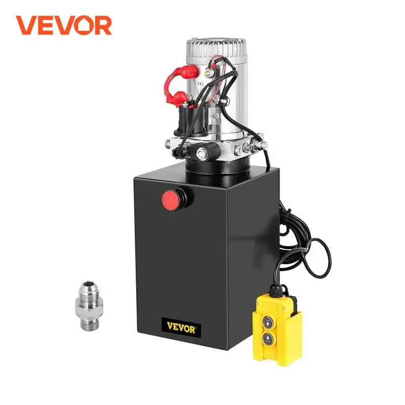 VEVOR Car Jack Hydraulic Pump 12V DC Single Acting 4-20 Quart Dump Trailer Power Unit Remote Control Crane Truck Car Lift Motor