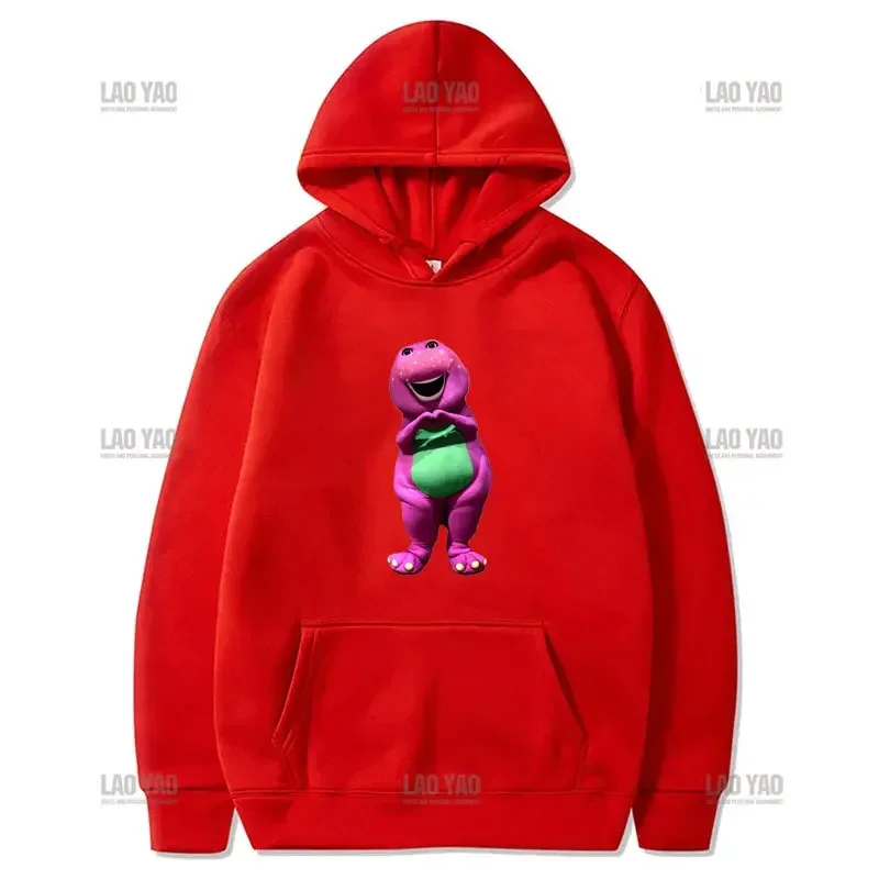 Barney (Barney & Friends) Serie Cartoon Herbst Hoodie niedlichen Grafik Langarm Sweatshirt Mode lässig Street Style