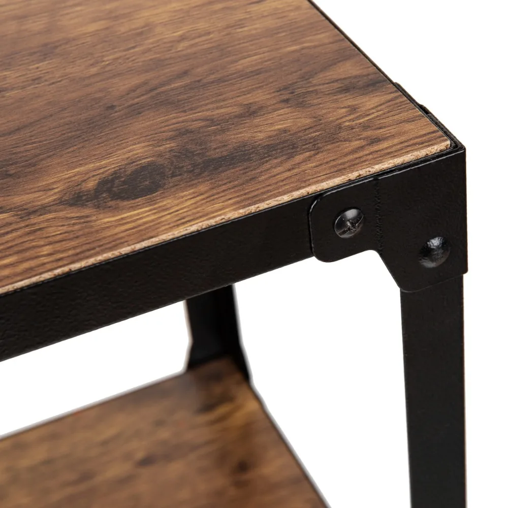 عربة بار، عربة دوارة، حامل ميكروويف، عربة أدوات، عربة قهوة، خشب، معدن، بني