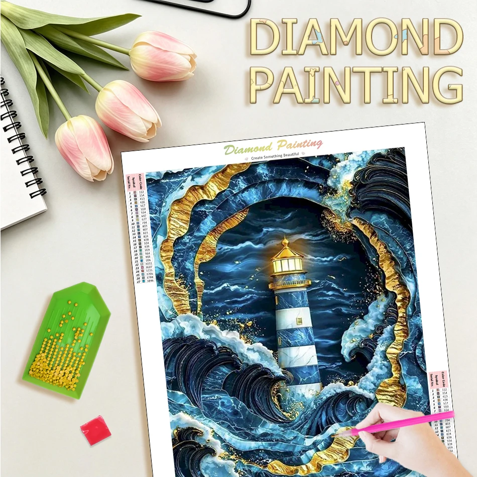 

GATYZTORY Diamond Painting Kits Home Decor Gift Diy Idea Lighthouse Full Round/Square Classic Home Decoration Decorative Paintin