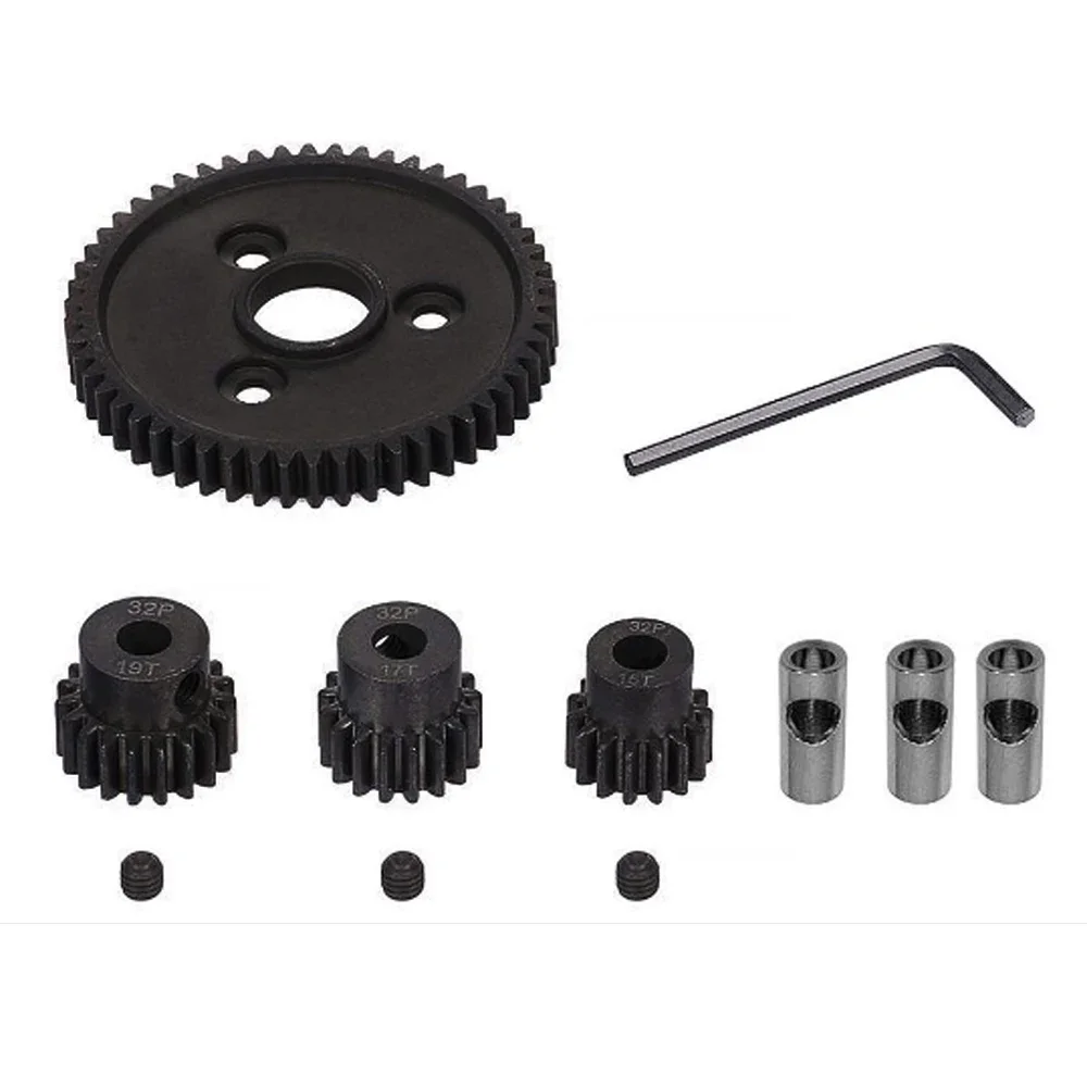 1 Set 32P Steel Metal Spur Gear 54T / 15T 17T 19T Motor Pinion Gears for TRX Slash 4x4 Stampede 4x4 VXL Rustler 4X4 E-Revo T-Max