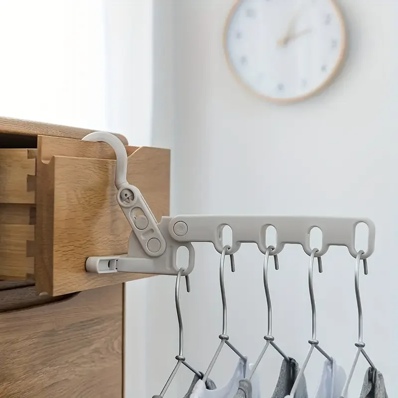 Foldable 5-Hole Clothes Hanger - Ergonomic Hooks, Space-Savi