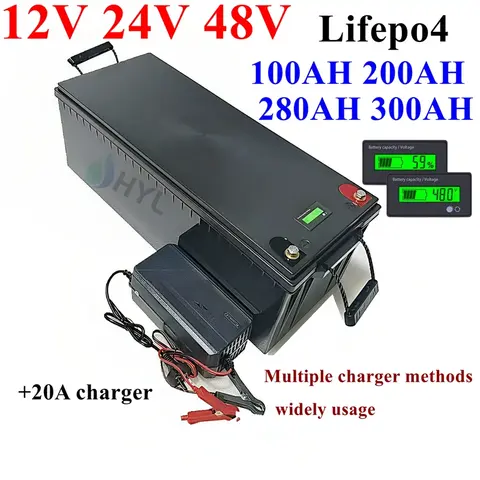 12V 24V 48V 100Ah 200Ah 280Ah 300Ah 400Ah LiFePo4 Battery Lithium Iron Phosphate Batteries For Solar Boat inverter Golf Cart 3 s