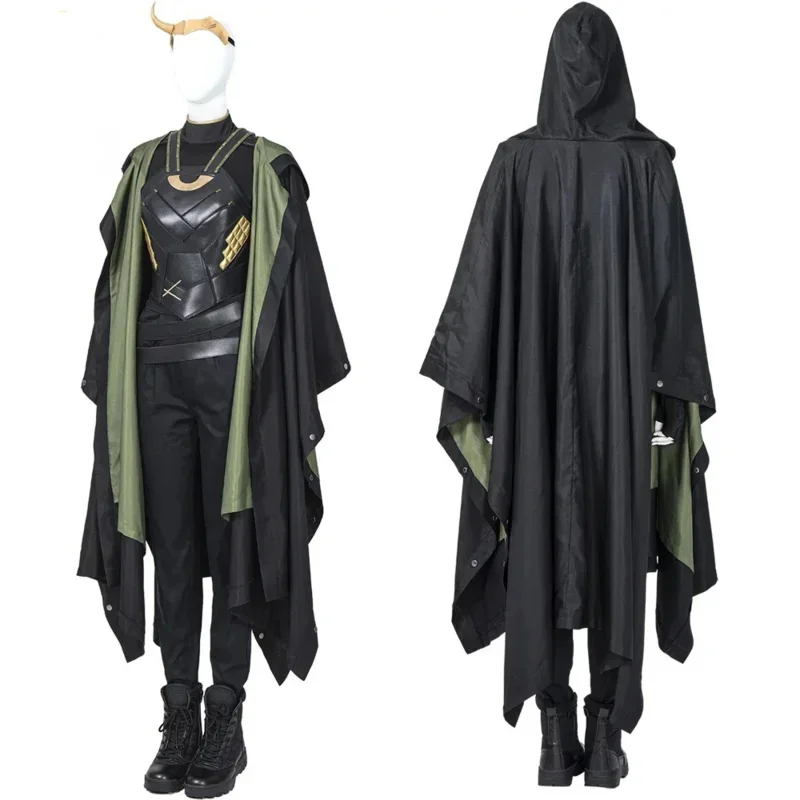 Lady Loki Cosplay Costume Sylvie Cloak Vest Horns Crown Sylvie Enchantress Outfits for Halloween Carnival Game Party Show