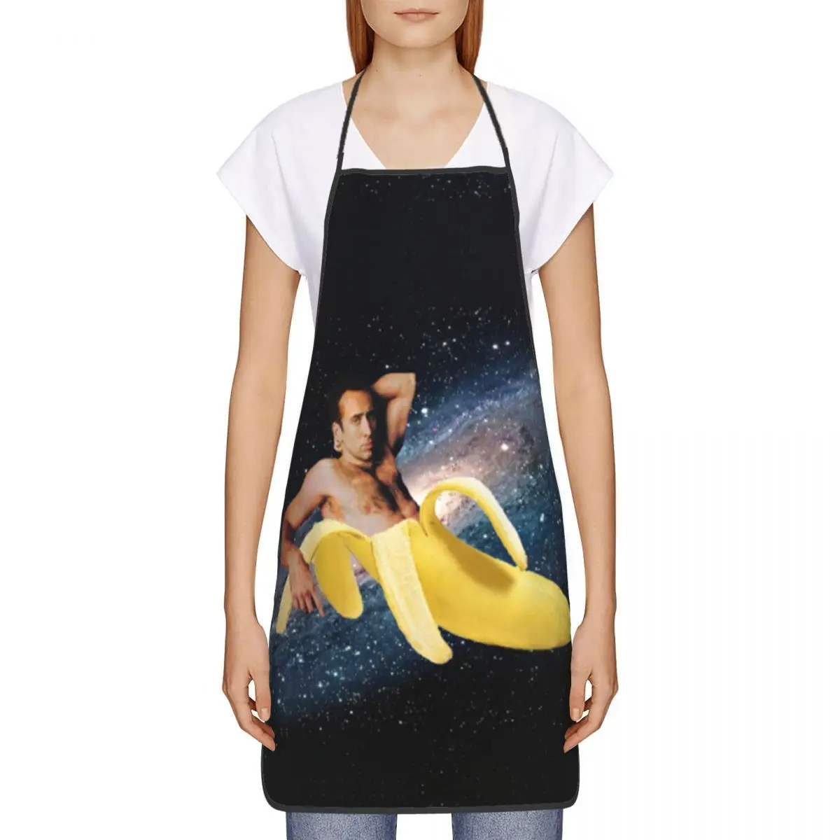 Unisex Nicolas Cage In A Banana Bib Apron Adult Women Men Chef Tablier Cuisine for Kitchen Cooking Space Baking