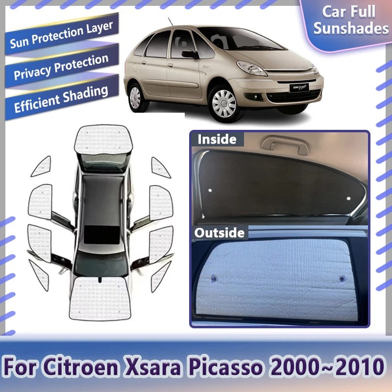 Car Full Sunshades For Citroen Xsara Picasso 2000~2010 Car Visor Sunscreen Window Blind Cover Shade Accessories 2003 2005 2008