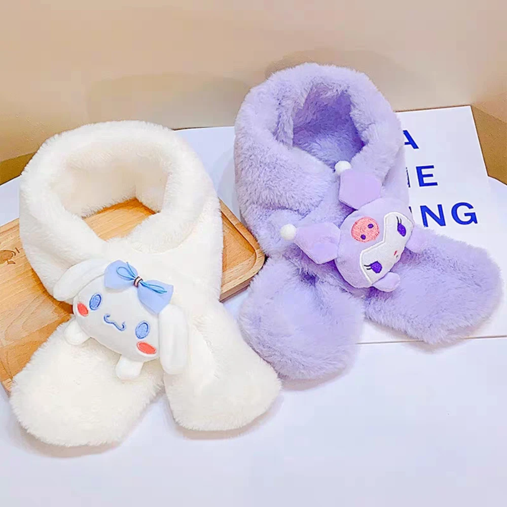 سانريو ميلودي كورومي شالات قطيفة كارتون سينامورول بومبوبورين Kawaii طالب وشاح ناعم دافئ وسميك فتاة هدايا عيد الميلاد