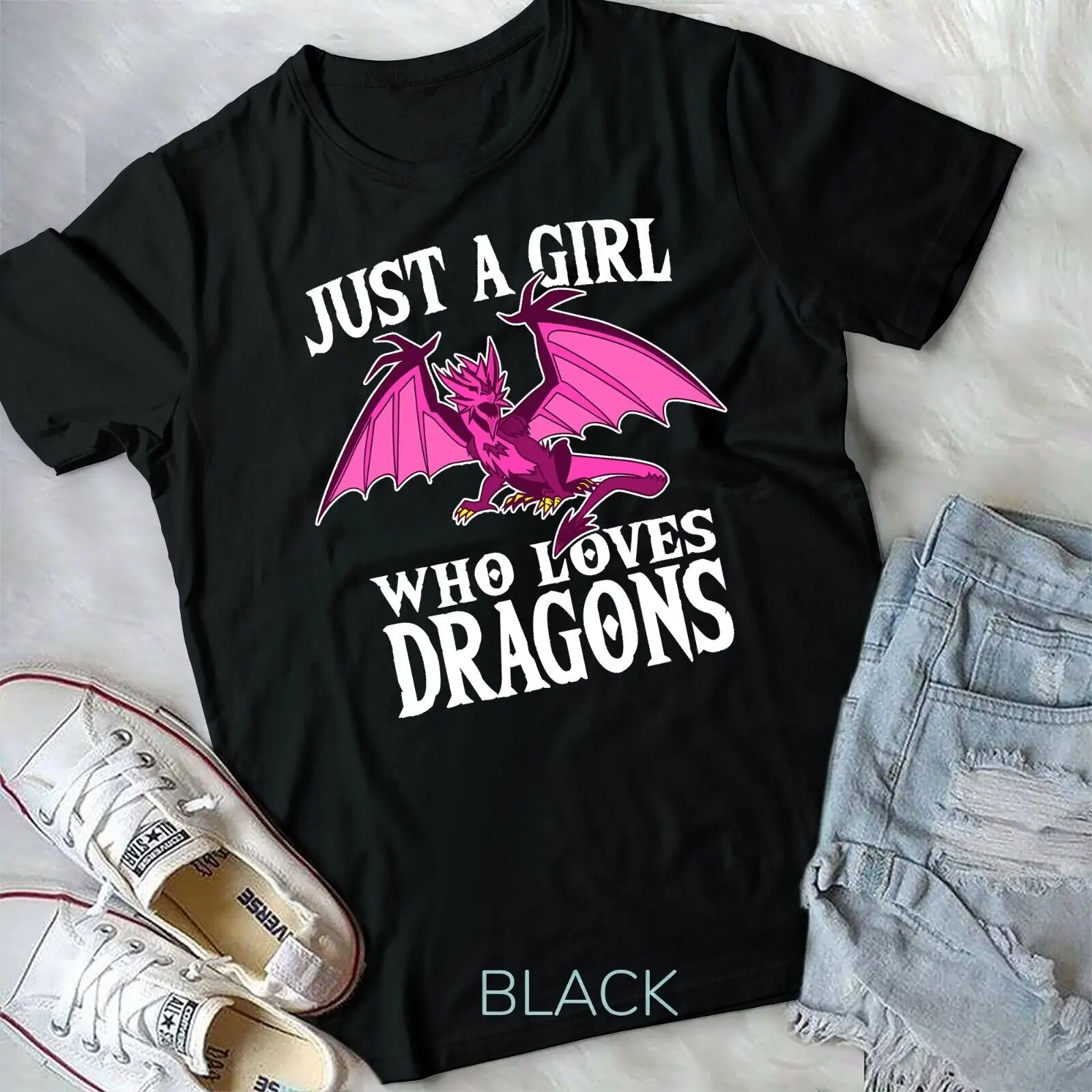 

Just A Girl Who Loves Dragons I Funny Cute Dragon Gift Unisex T-shirt