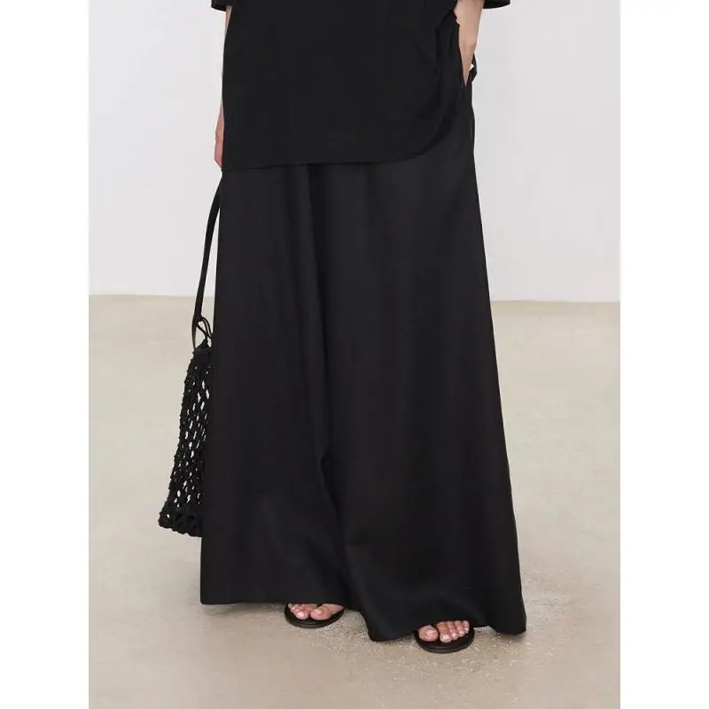 

Maxdutti French Country Lazy Elegant Wide Leg Pants 2026 Black Summer Linen Pants Woman Clothes Women's Pants And Trousers