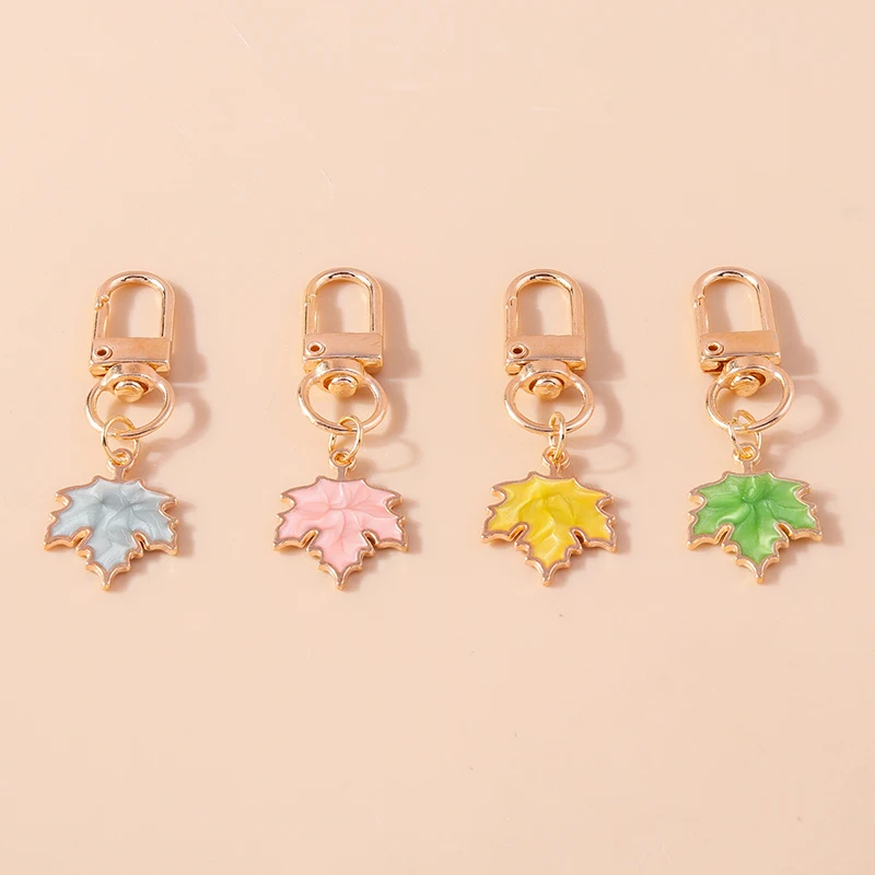 Mode Emaille Kanada Ahornblatt Schlüssel bund Schlüssel ring für Frauen Mädchen Auto Schlüssel Handtasche Anhänger Schmuck Zubehör – Detail 4