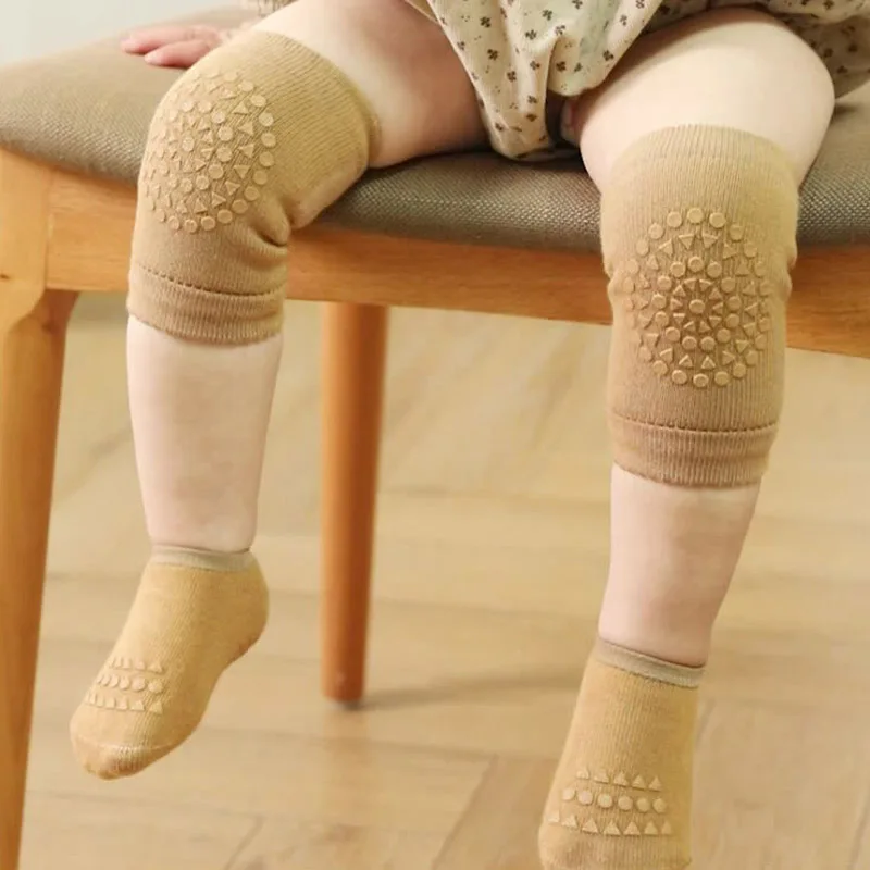 

Набор носков-наколенников для малышей, однотонные нескользящие носки, наколенники для ползания, защитные носки для пола, защита коленей для девочек и мальчиков