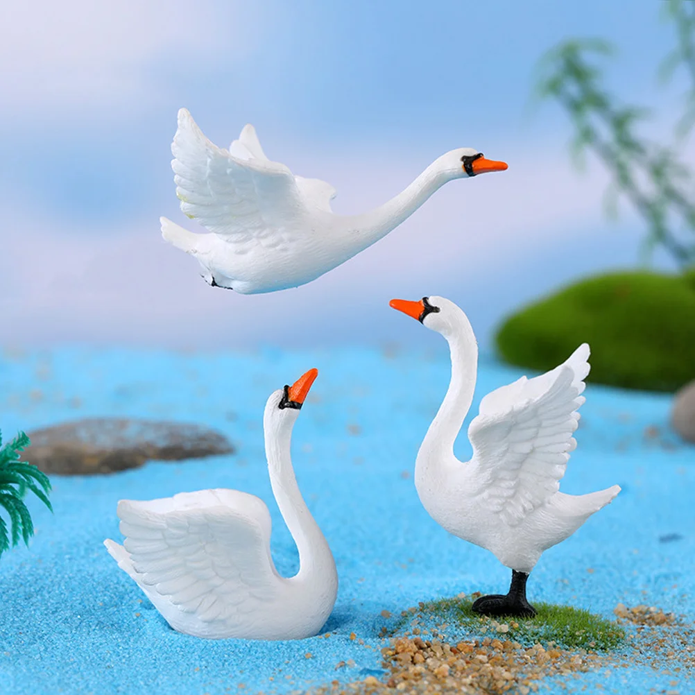 4 pçs mini cisne ornamento estatueta decoração micro paisagismo decorações estatuetas em miniatura figuras de animais de plástico