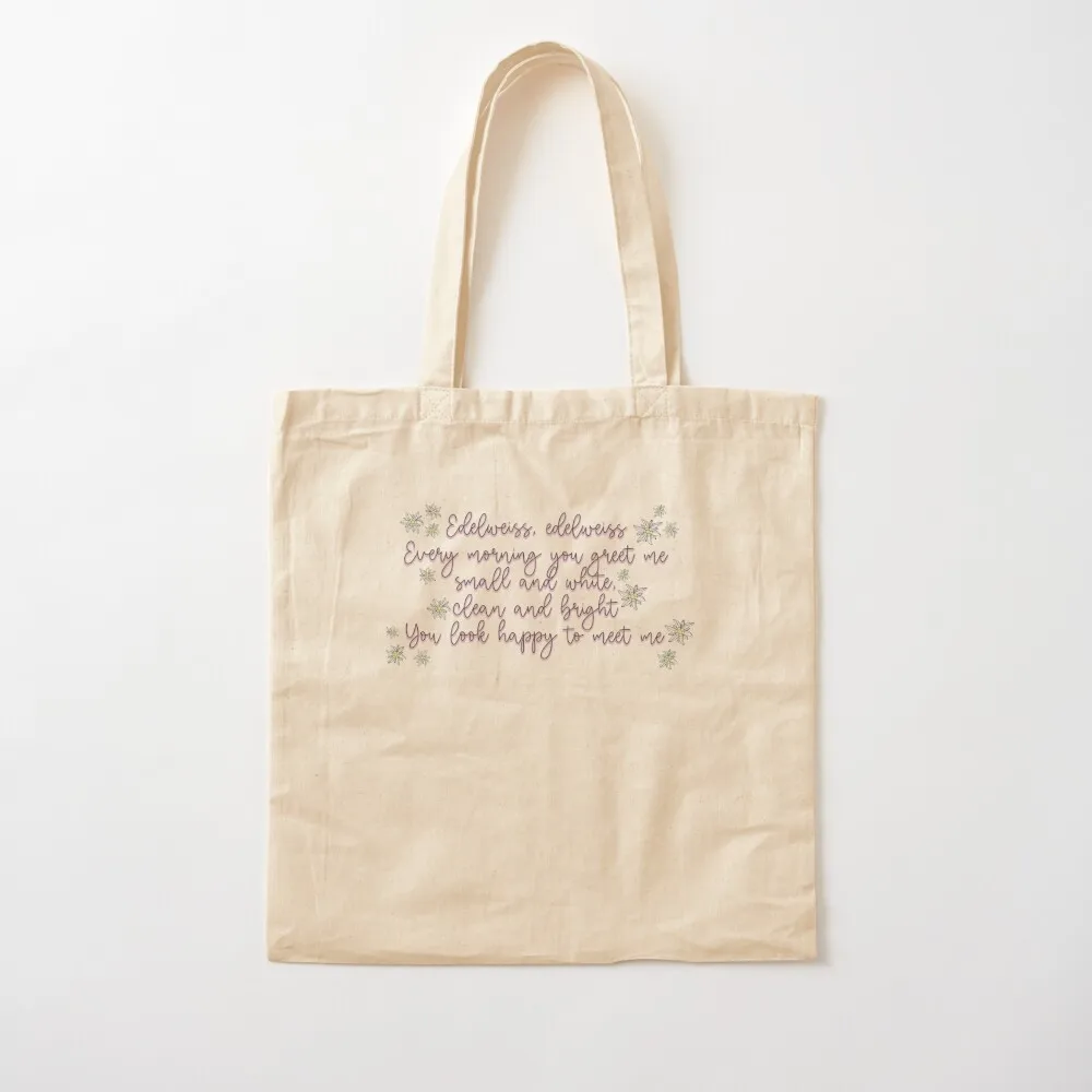 Sound of Music Edelweiss Lyrics Tote Bag cute tote bag custom tote bag foldable reusable Beach