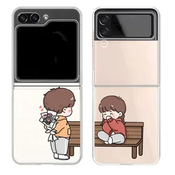 Funny Cartoon Lovers Couple Case for Samsung Galaxy Z Flip 6 ZFlip 5 Clear Paired Covers for Samsung ZFlip 4 Z Flip 3 Fundas Bag