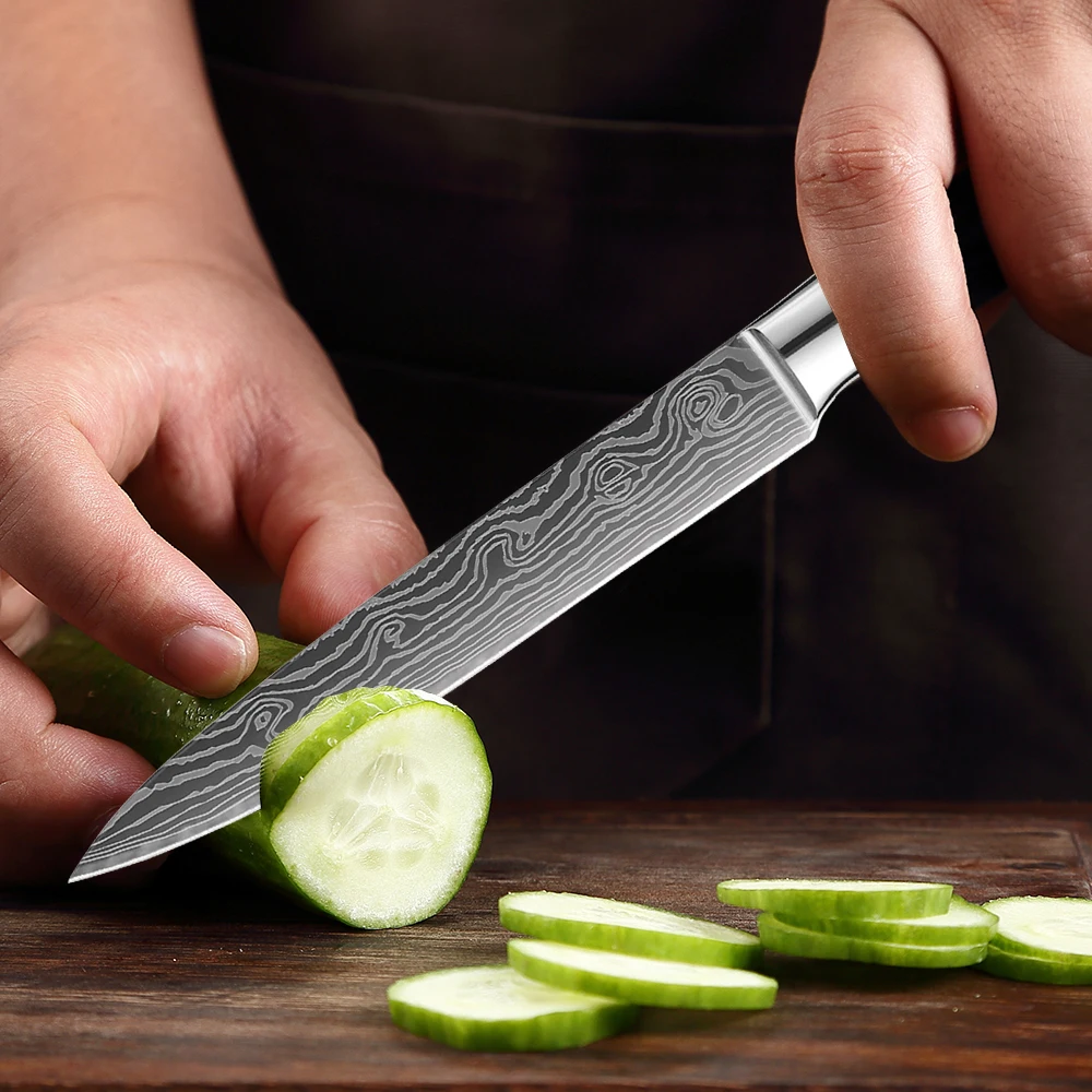 

XITUO High quality 5"inch Chef knife Utility Paring Knives Damascus steel pattern kitchen Peeling Knives Sharp Steak Knives