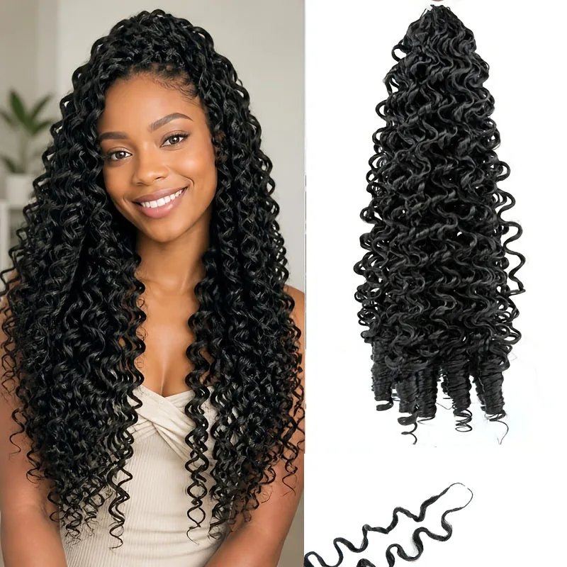 14 Inch Burmese Curly Feather Crochet Hair Synthetic Pre-Separated Knot-Free Crochet Braids 30-120 Strands Invisible Spiral Curls Hair Extensions for Women Braids Dreadlocks