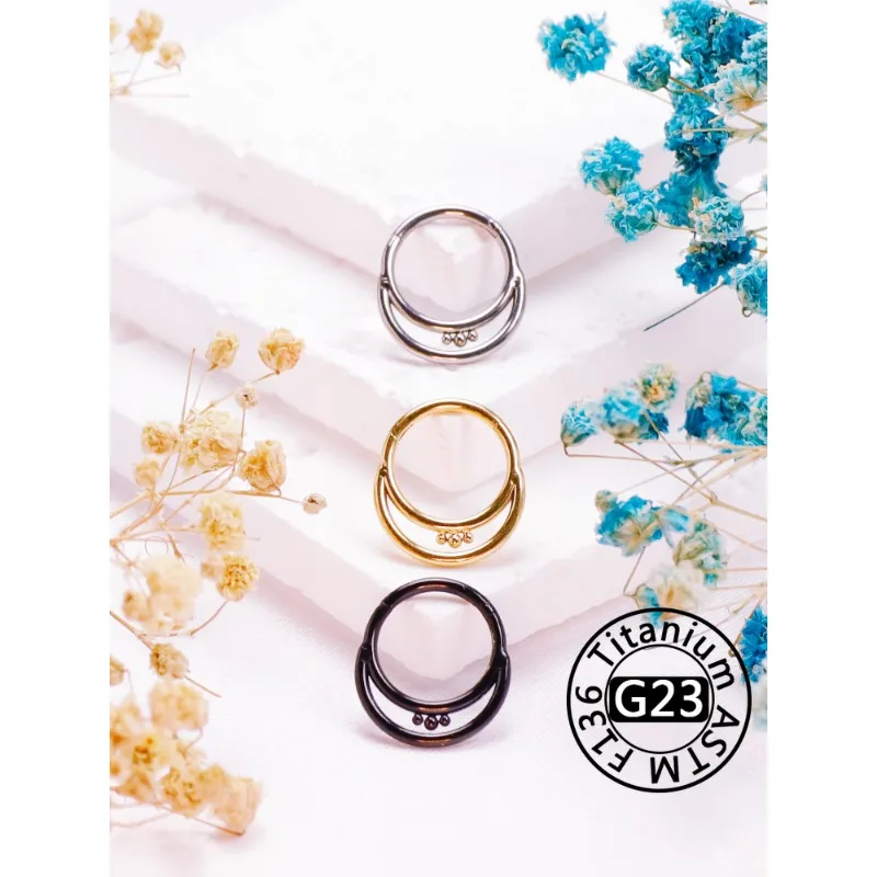 2/5pcs F136 Titanium Piercing Helix Tragus 16G Hinged Segment 16G Nose Ring Hoop Zircon Charming Septum Earring Body Jewelry