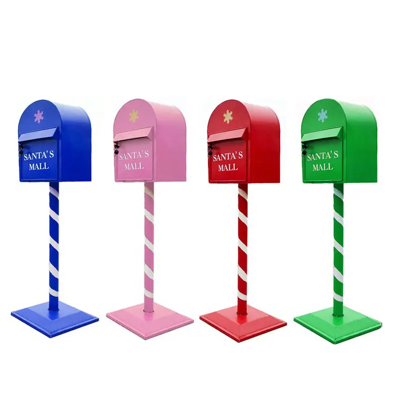 Vintage Tin Mailbox Vertical Letter Box Christmas Home Decor Photography Prop