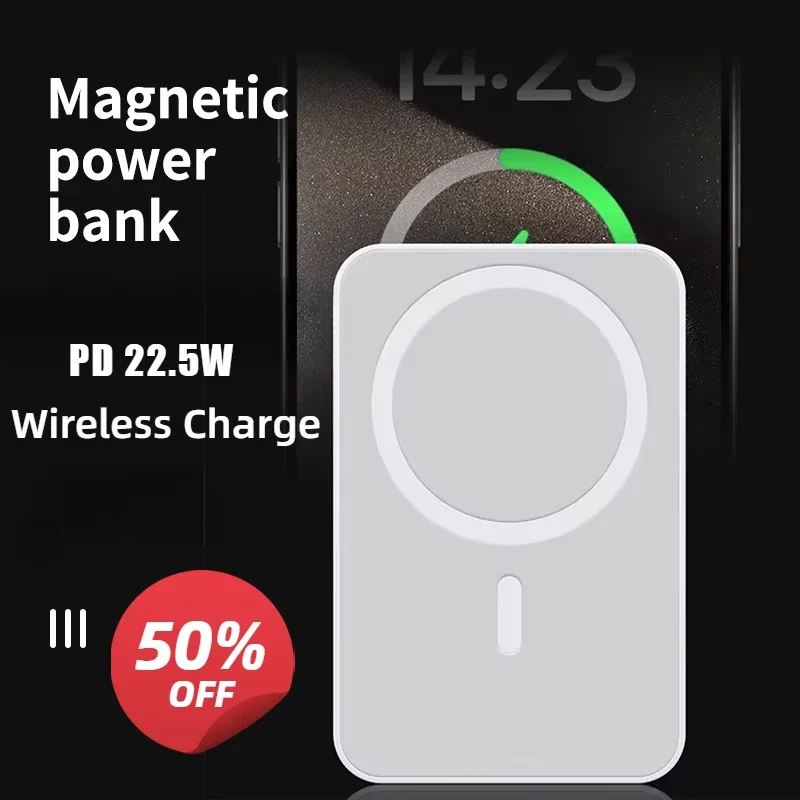 

2026 New Magnetic Portable Power Bank Wireless for Magsafe Fast Charging Battery Charger Cases 50000mA for iPhone Samsung Xiaomi