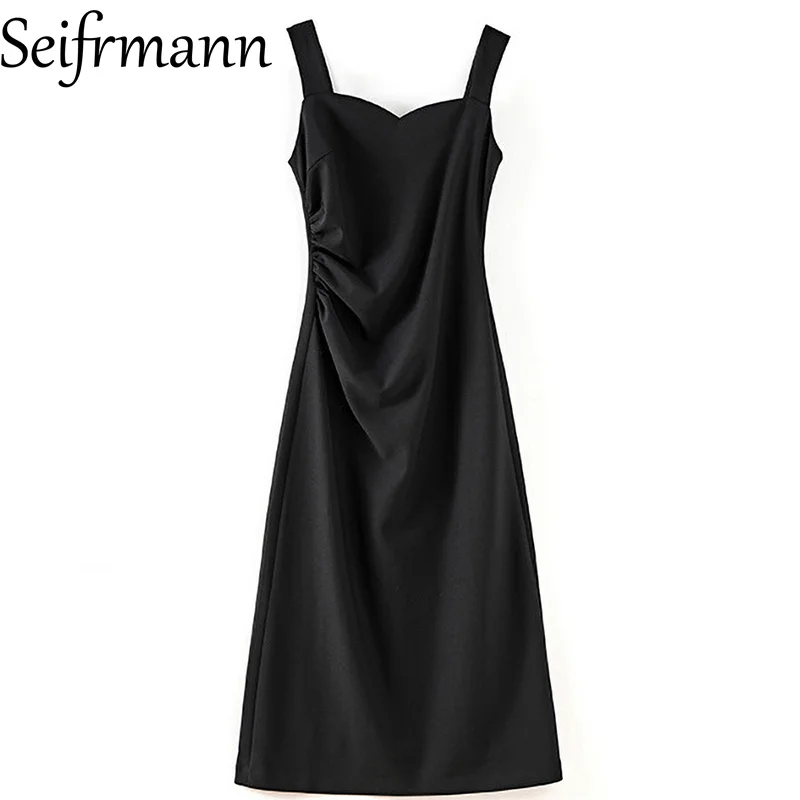 Seifrmann Women's Elegant Party Solid Dress Summer Sweetheart Neck Spaghetti Strap Party Prom A-Line Dresses