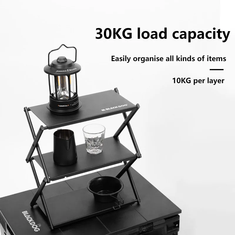 Blackdog Camping Portable Shelf Dining Table Table Carbon Steel Three Shelves Removable Folding Camping Storage Small