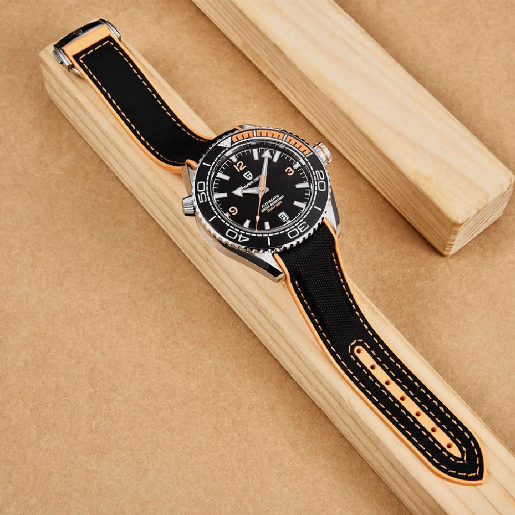 PAGANI تصميم موضة الرياضة الرجال الميكانيكية ساعة اليد الياقوت الزجاج التلقائي ساعة الفولاذ المقاوم للصدأ 100 متر مقاوم للماء الساعات