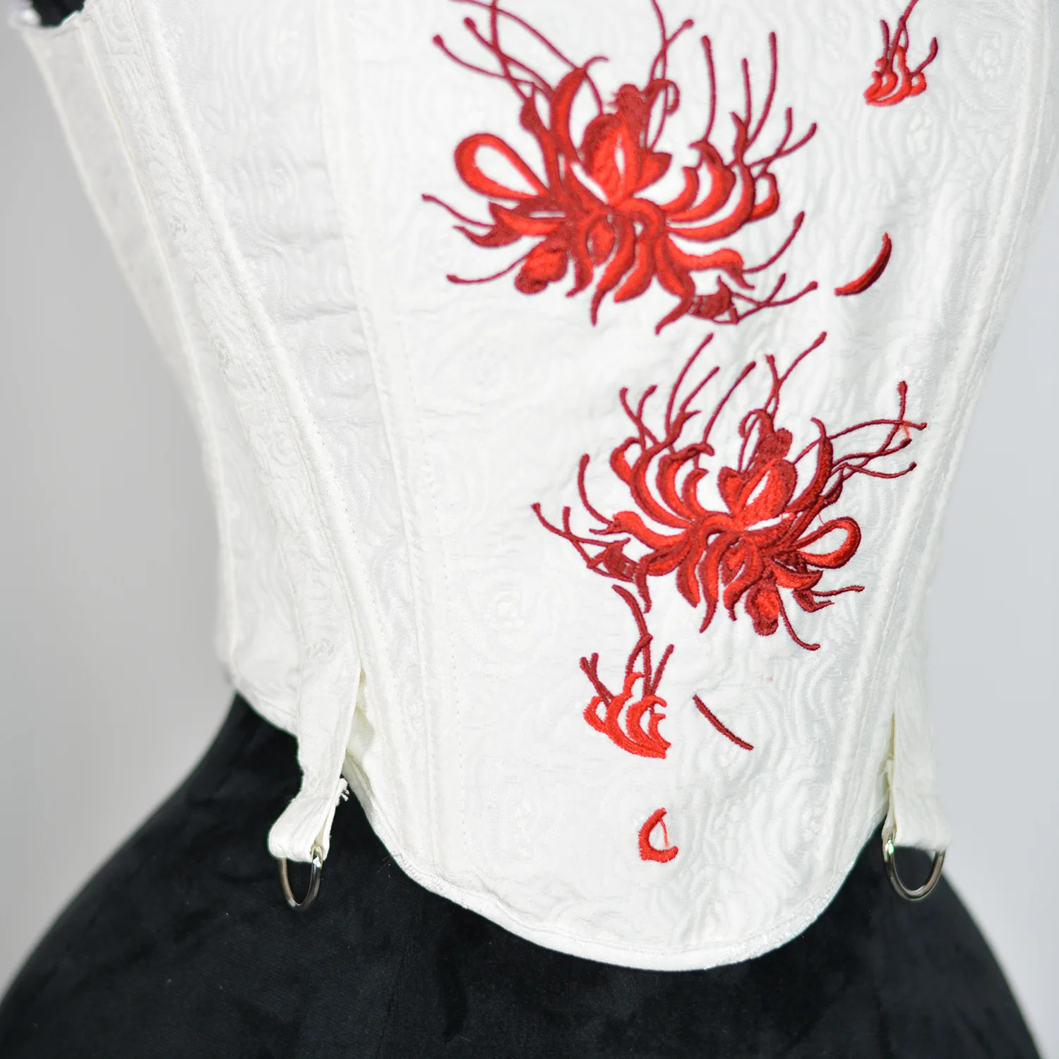 

Fancy Corset Vest Floral Embroidery Adjustable Shoulder Straps Bustier Shaping Tops Bodice Emboss Print Female Corselet