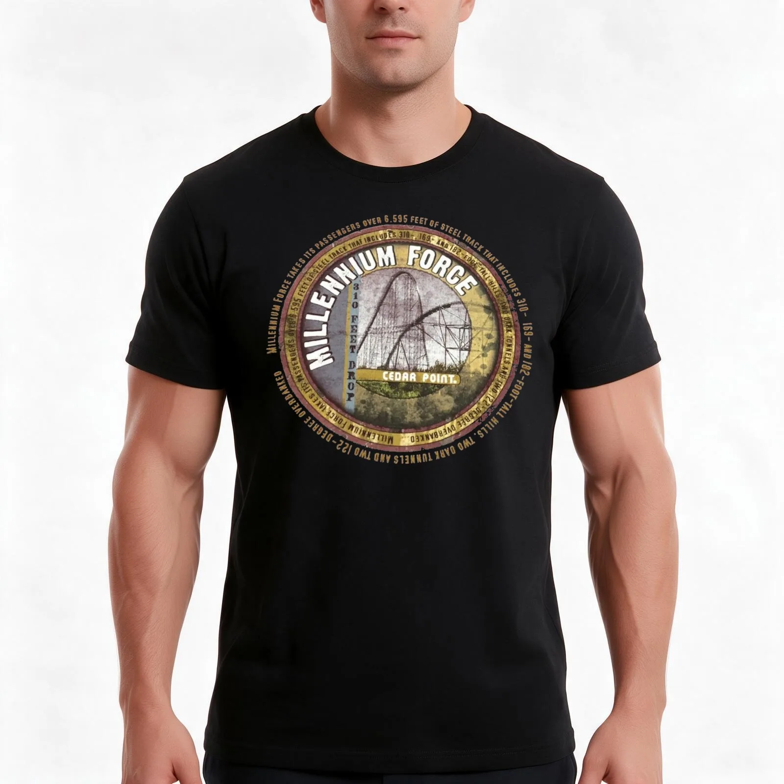 Millennium Force Cedar Point T-Shirt Summer Casual Cotton Tee Oversized Streetwear Tops Vintage Graphic Print 100% Cotton