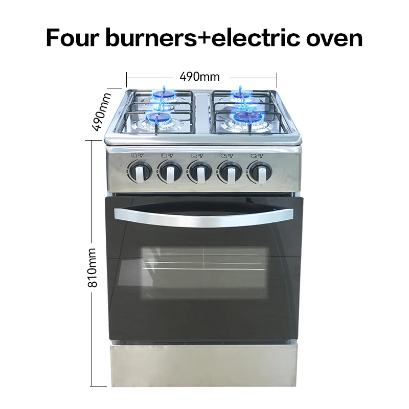 

Household 4 Burner Gas Freestanding Stove with Oven Traditional Glass Top Electronic Ignition Kitchen Range