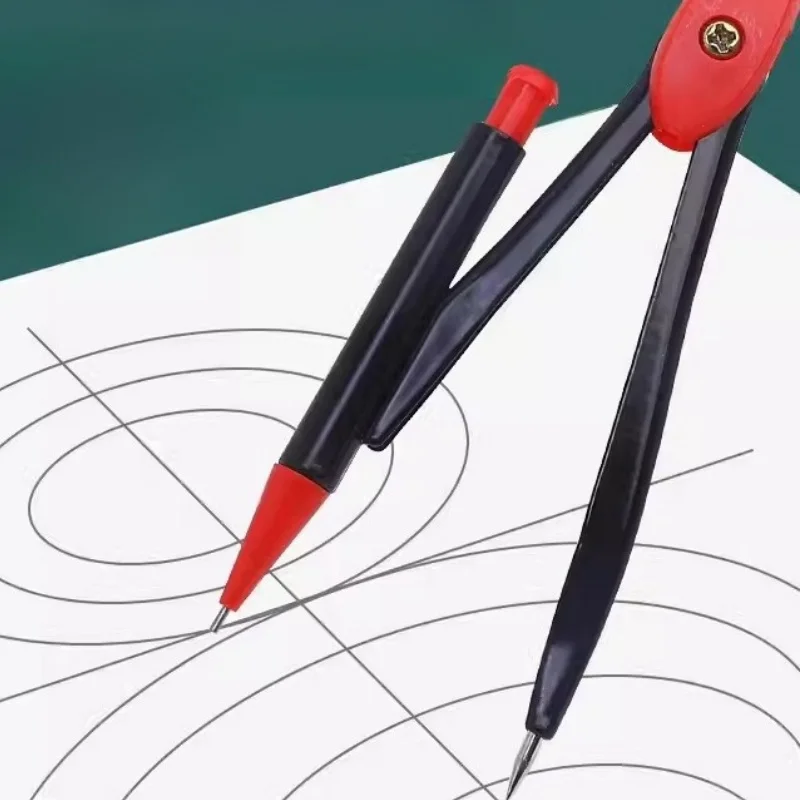 Red Compasses set with automatic lead core metal quality student drawing instrument