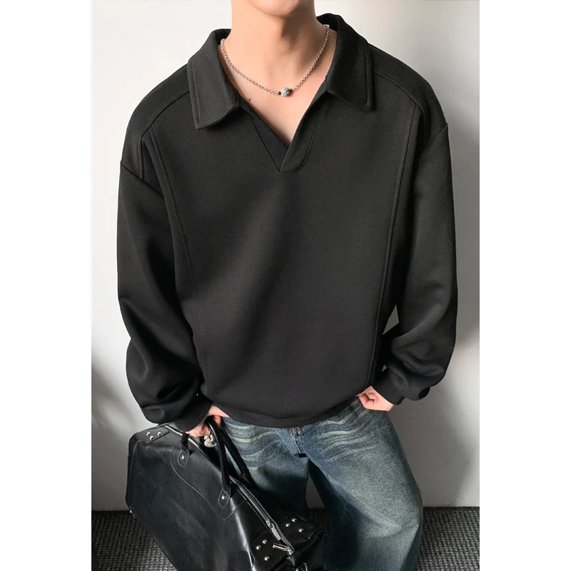 

Мужская толстовка больших размеров однотонная с воротником-стойкой и длинными рукавами, классический воротник, осенняя повседневная уличная одежда, размеры M-XXXXXL