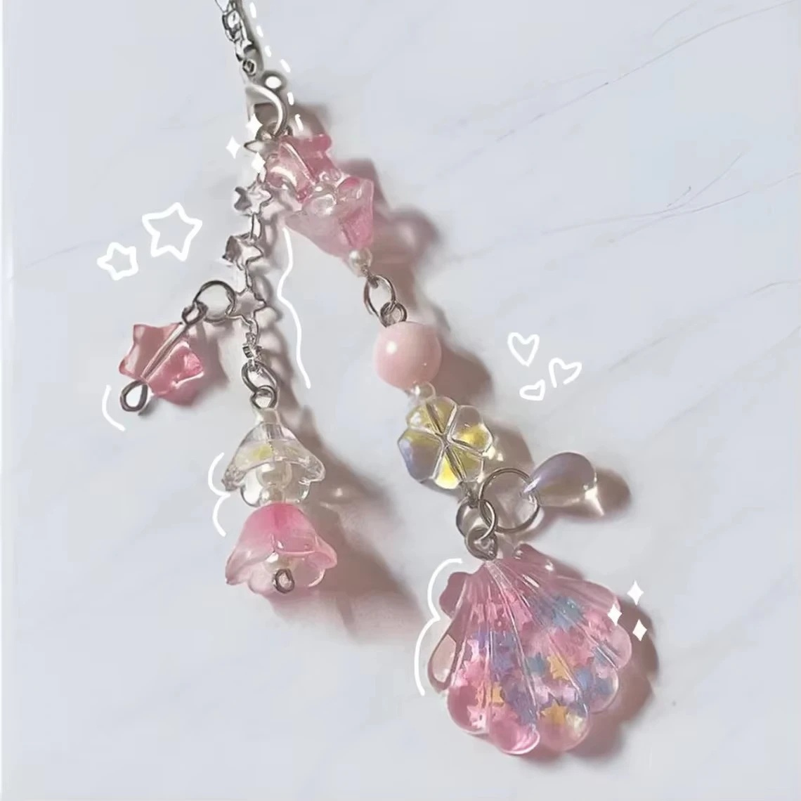 New Shell Beaded Phone Chain Gorgeous Star Lily Of The Valley Coquettish Coquette Keychain Keyring Accessories Gifts for Friends