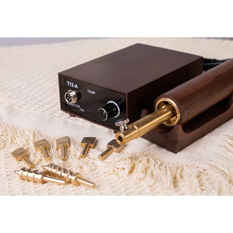 Temperature Controlled Handheld Leather Edge Ironing Hot Stamping Machine 7 Pointed Tips With Wooden Base