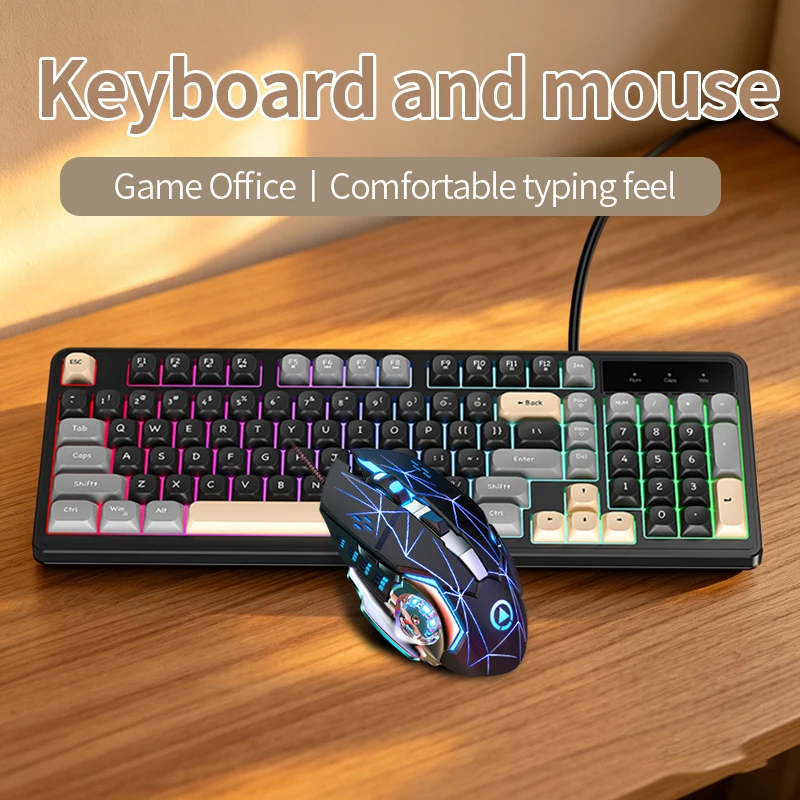 Gaming Wired Keyboard and Mouse Combo USB Wired Keyboard Mouse Set for PC Laptop Computer Office Typing Game Peripherals