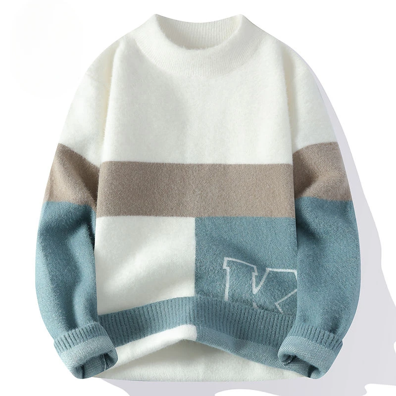 Mens Clothing Sweaters European and American Autumn and Winter New Fashionable Color High-end Woolen, Warm and Thick Knit