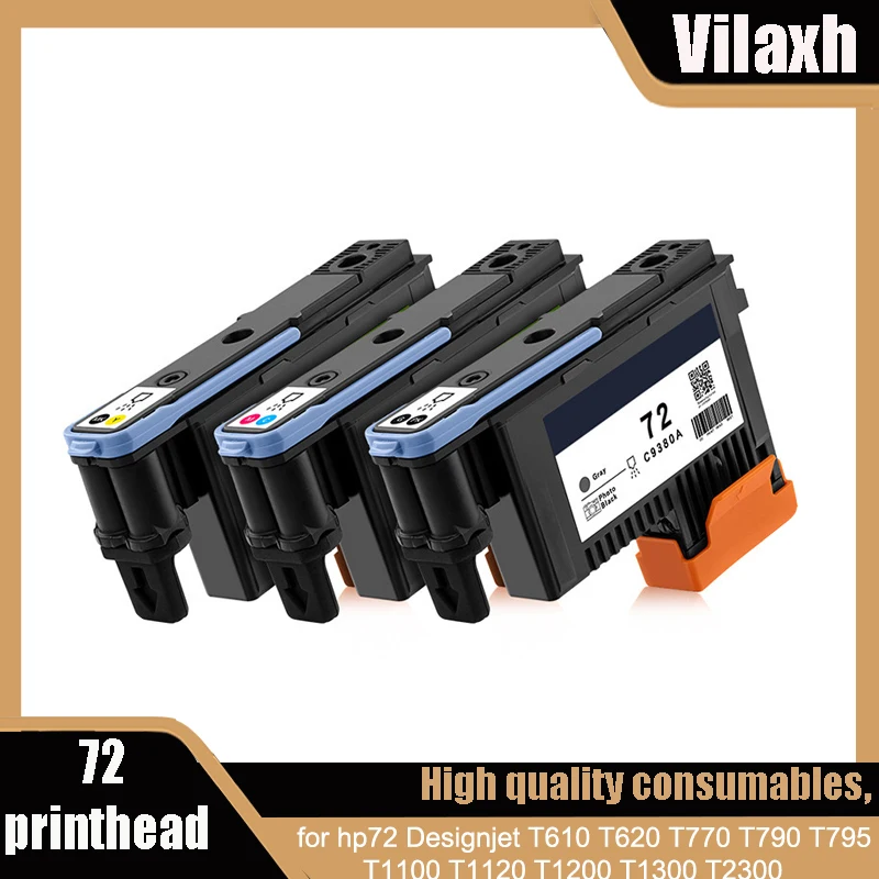 

Печатающая головка Vilaxh 72, C9380A C9383A C9384A, совместимая с hp72 Designjet T610 T620 T770 T790 T795 T1100 T1120 T1200 T1300 T2300