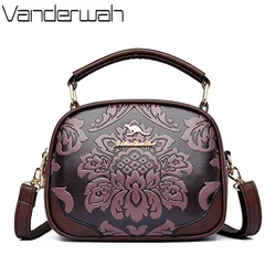 Luxury Flower Printed Crossbody Bags 2024 Fashion 2 Layers Trendy Handbags Woman Designer High Quality PU Leather Shoulder Bags