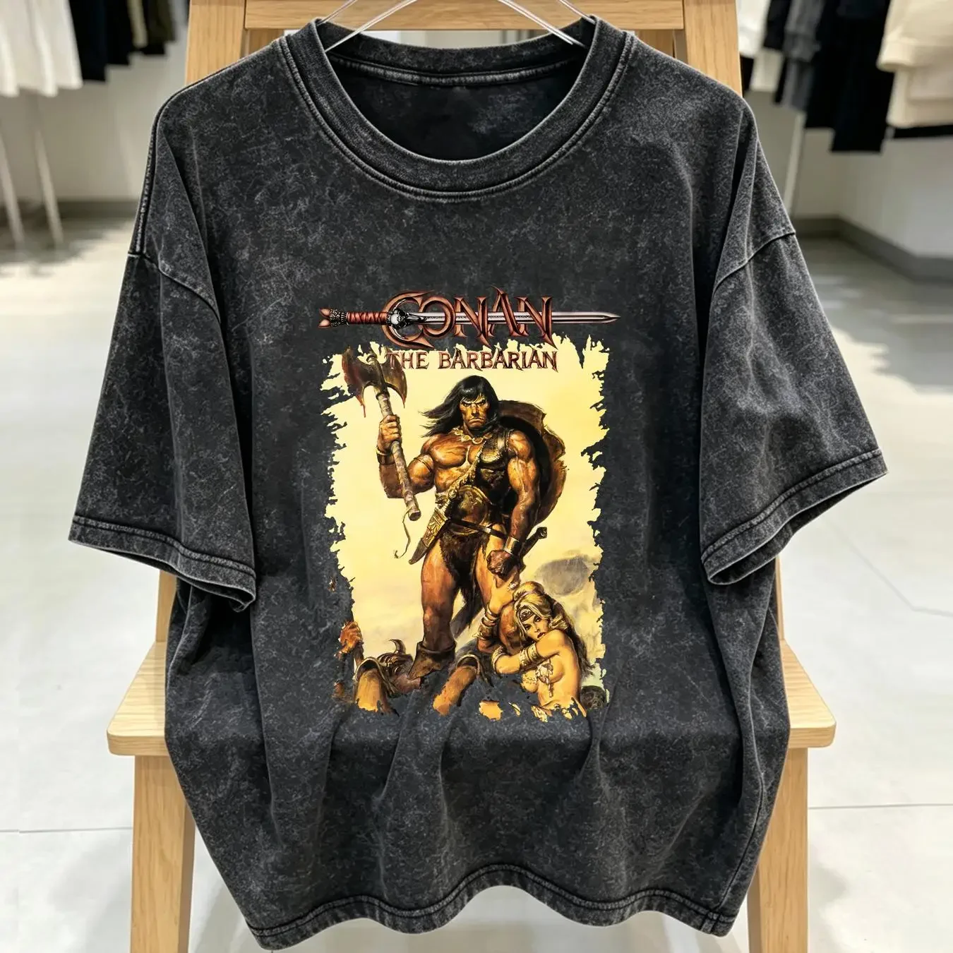 washed T Shirt Conan the Barbarian Cotton Men's All Size S To 4XL YI941 vintage Washed homme Top For Everyday Wear streetwear