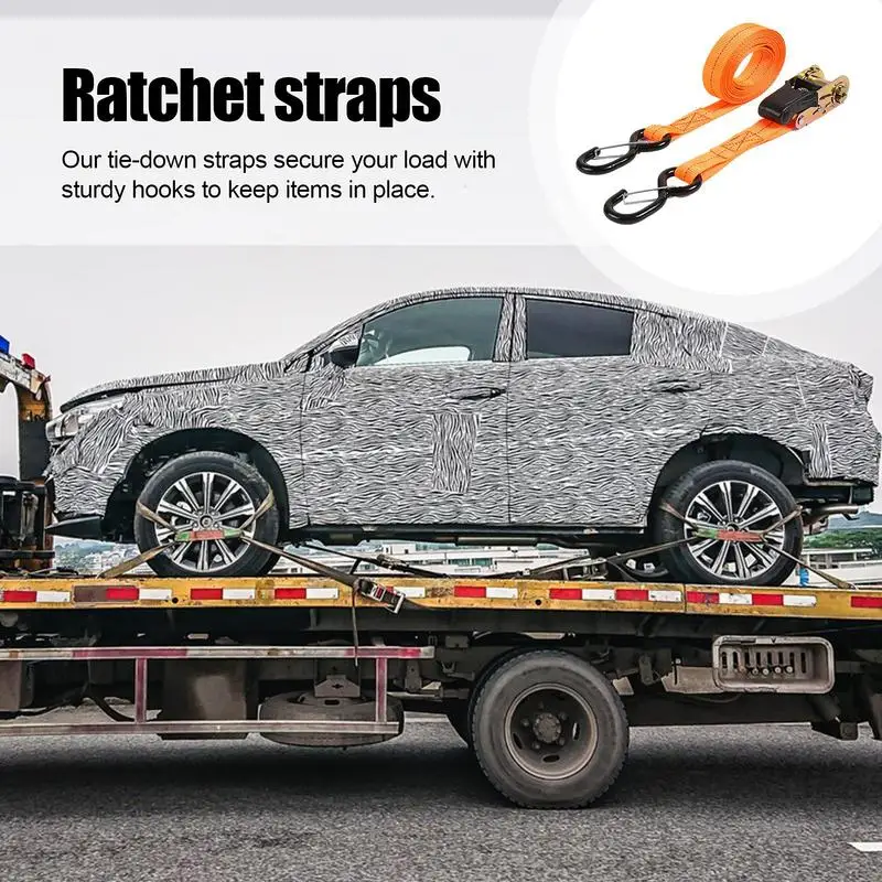 Ratchet Strap With Hook Motorcycle Trucks Heavy Duty Straps With Hook Cargo Transportation Vehicle Binding Cords For Traveling