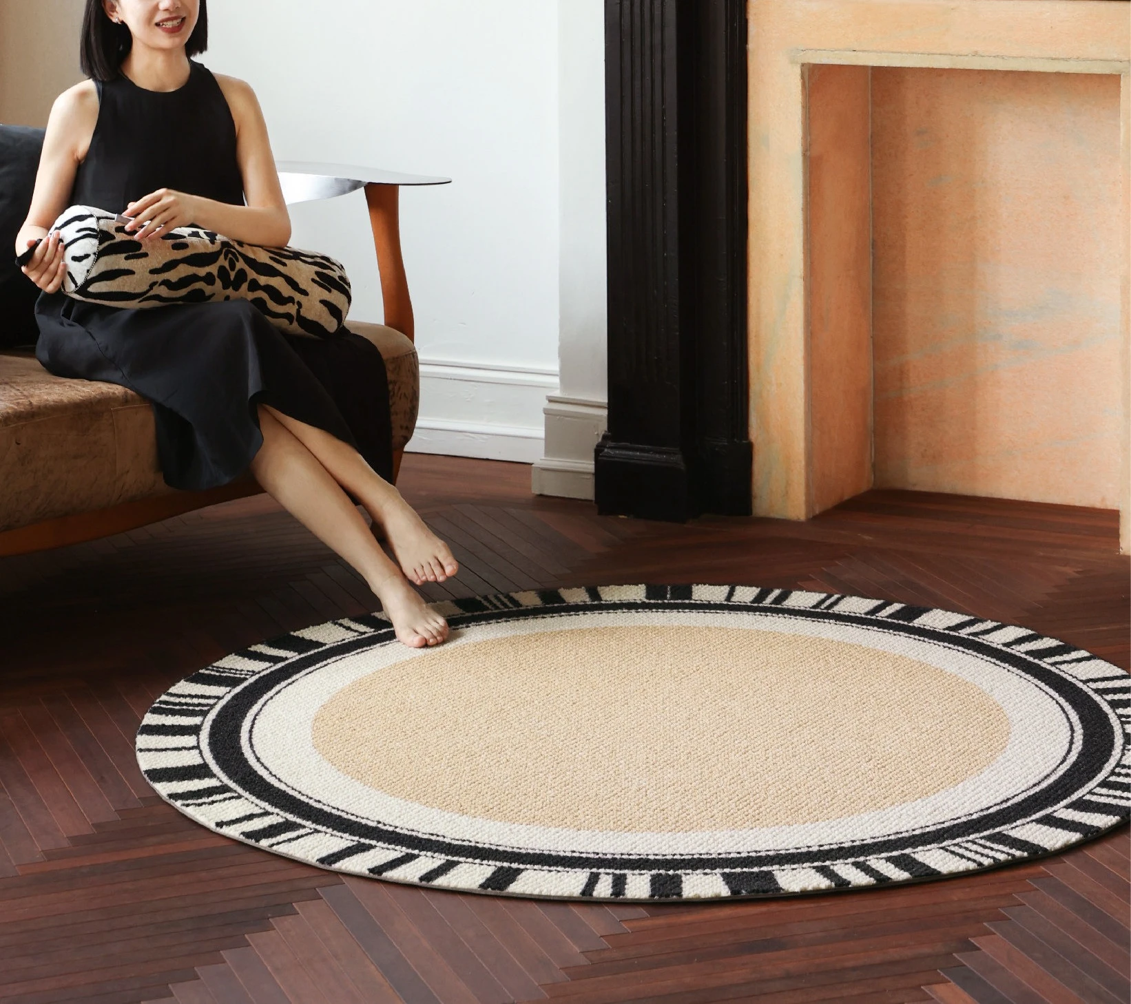 Vintage Casual Carpet Round Light Luxury French Cream Style Living Room Bedroom Cloakroom Available