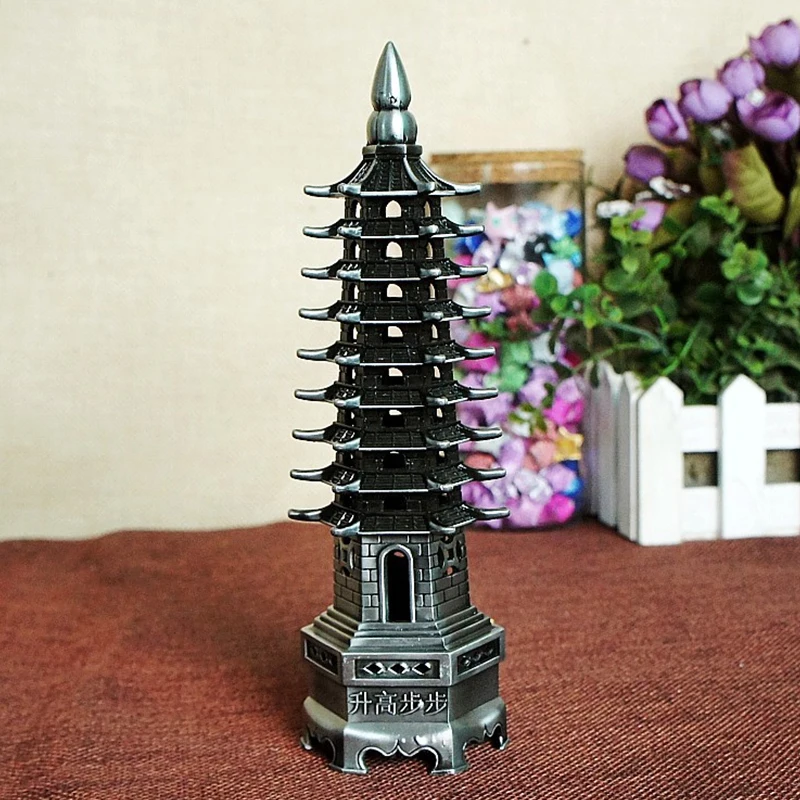 Zinc Alloy Feng Shui Education Tower Levels Wen Chang Pagoda Desktop Ornaments