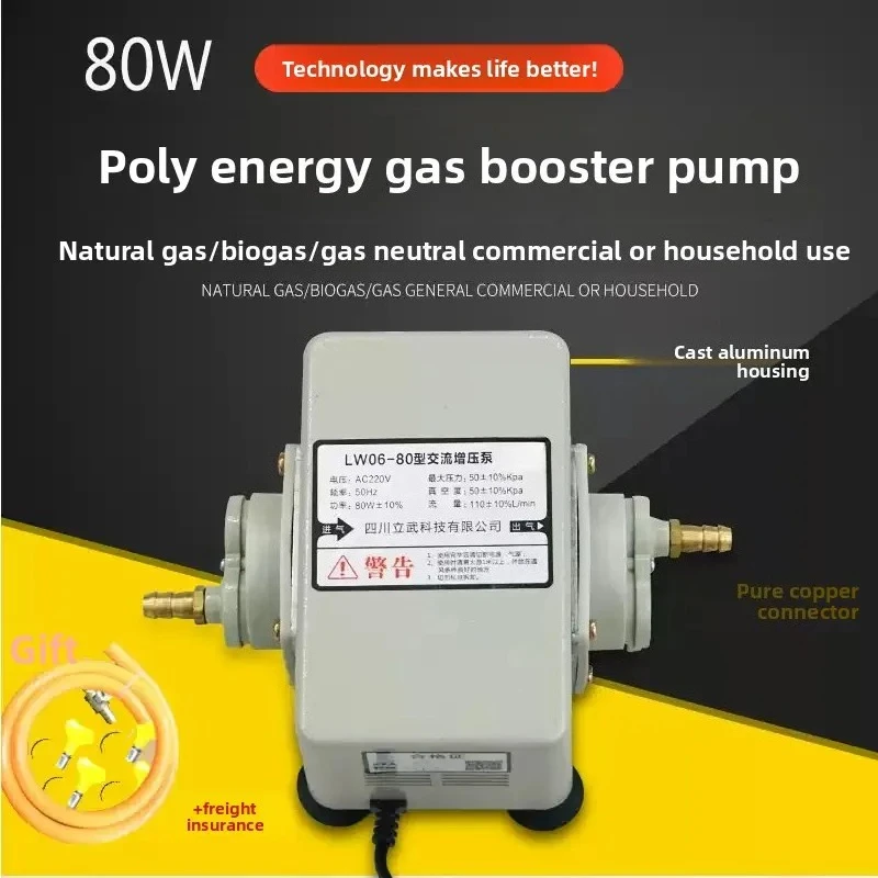 

LW06 Коммерческий бустерный насос для биогаза мощностью 80 Вт, металлический корпус 110 л/мин, 50 кПа