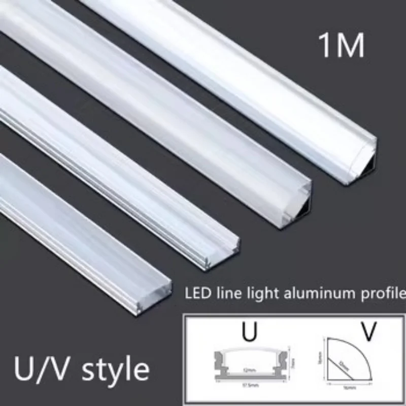 Customized 1M Black silver LED Aluminum Channel V/U for Led Strip with Black and Milky Cover, Aluminium Profile LED Bar Light