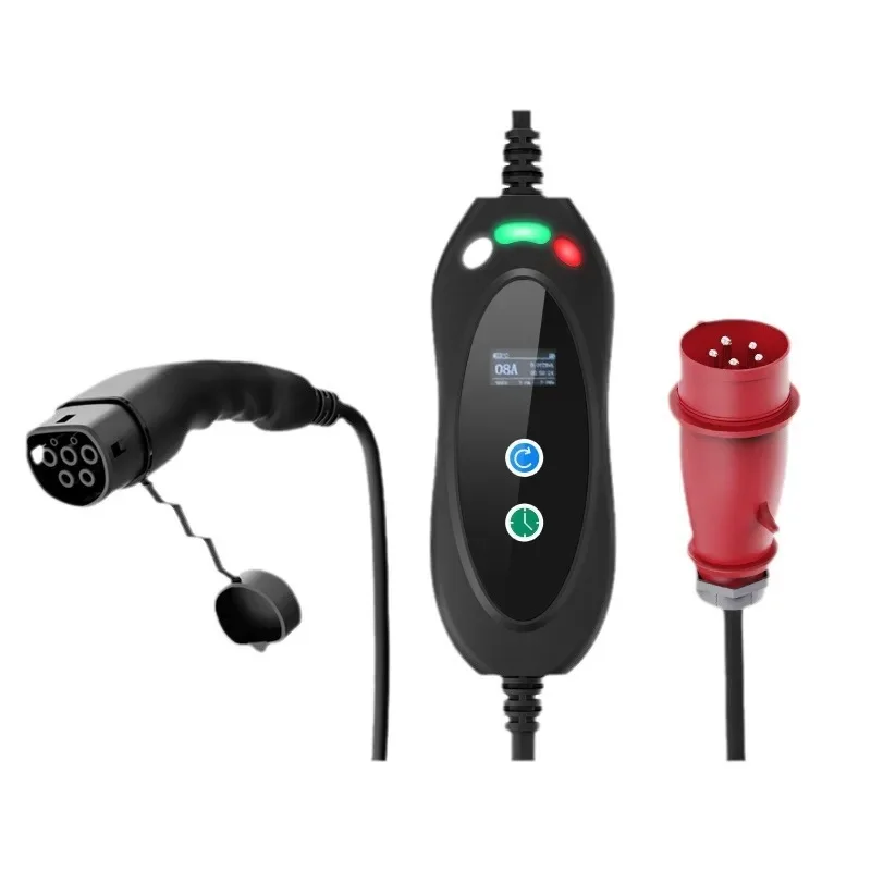 

Portable 11KW 16A EV Portable Charger Type2 IEC62196-2 EVSE Charging Box Electric Vehicle PHEV Cars Charger CEE Plug 5M Cable