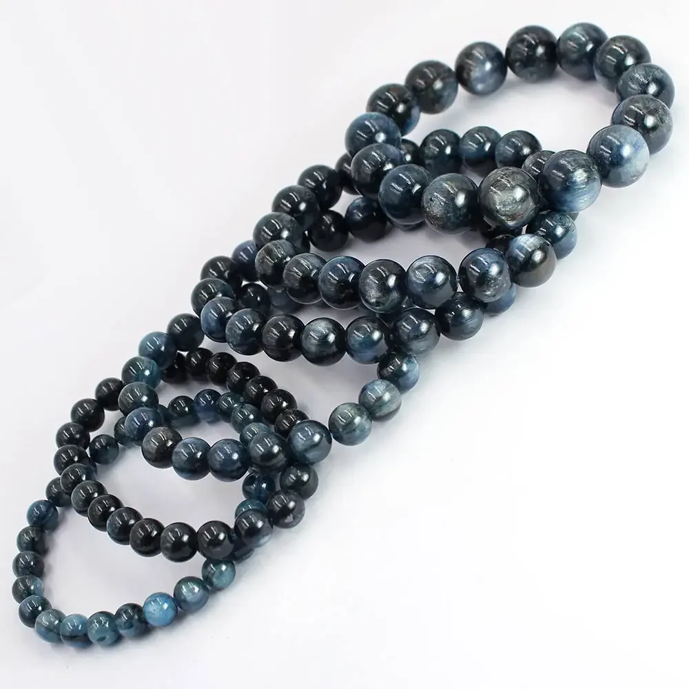 7 8 9 10 12 14mm Dark Blue Natural Genuine Gems Stone Adjustable Real Kyanite Bracelet 7.5inch