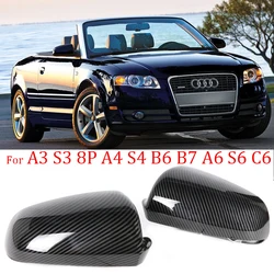 Carbon pattern Side Wing Mirror Caps For Audi A3 S3 8P A4 S4 B6 B7 8E 8H A6 S6 C6 4F Pre-facelift Replacement covers